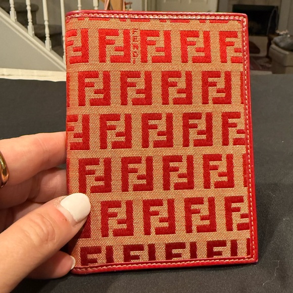 Fendi Micro FF Zucca Red & Beige Bifold Wallet - Picture 1 of 16